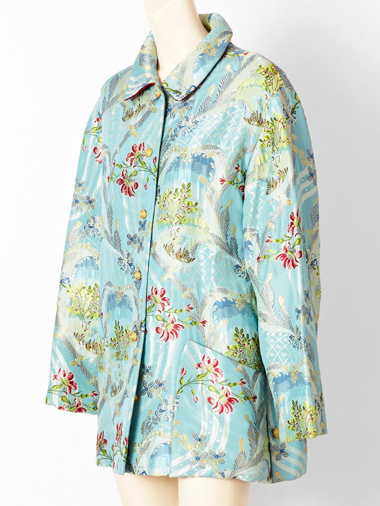 Bill Blass, 18th century inspired print,  brocade jacket. Beautiful fabric.