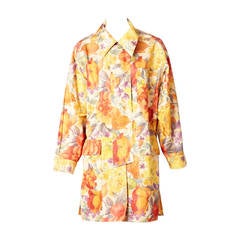 Bill Blass Floral Chine Taffeta Spring Coat 10