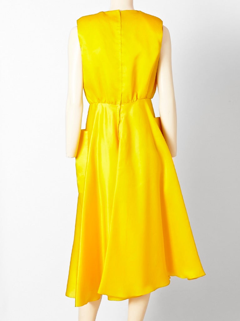 Chrome Yellow Organza Cocktail Dress In Excellent Condition In New York, NY