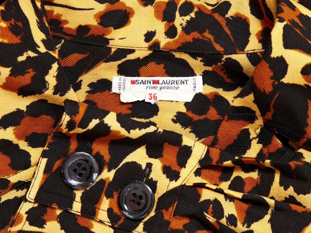 Yves Saint Laurent Leopard Print Blouse In Excellent Condition In New York, NY