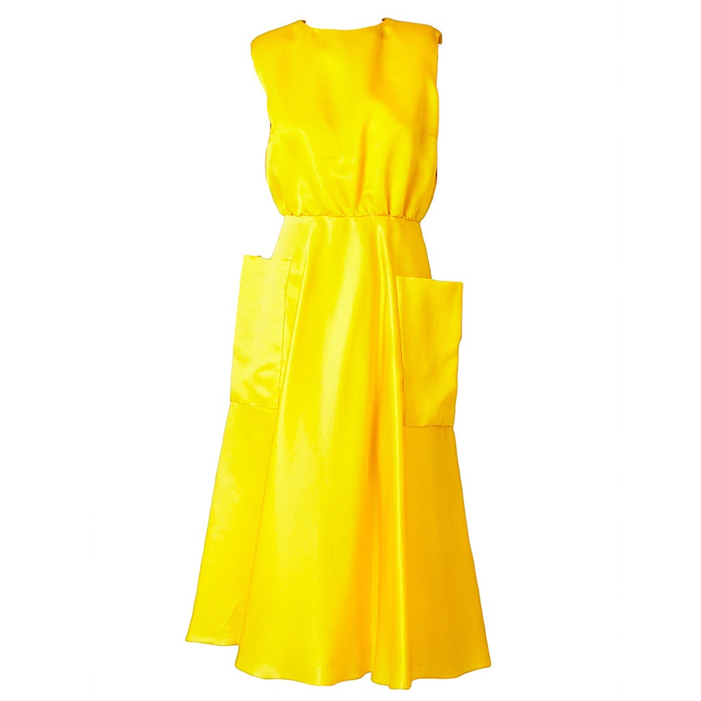 Chrome Yellow Organza Cocktail Dress