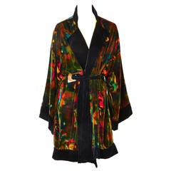 Vintage Jean Paul Gautier Printed Velvet Belted Kimono