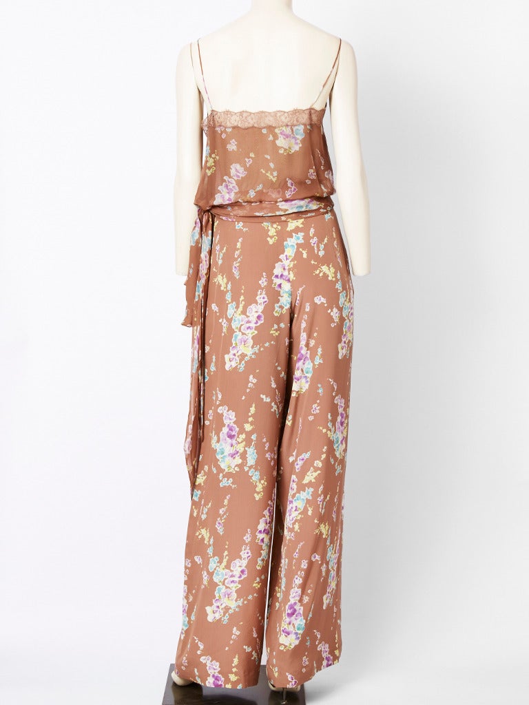 Emanuel Ungaro Floral Chiffon Pant Ensemble In Excellent Condition In New York, NY