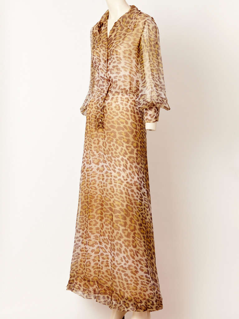 Leopard Print Chiffon Shirt Dress Dress