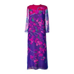 Retro Hanae Mori Floral Chiffon Dress