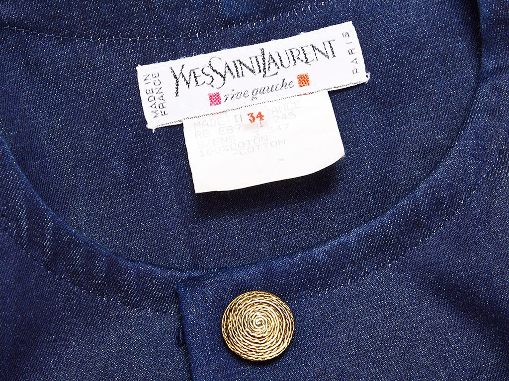 Yves Saint Laurent Denim Skirt Suit In Excellent Condition In New York, NY