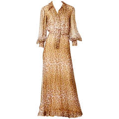 Leopard Print Chiffon Shirt Dress Dress