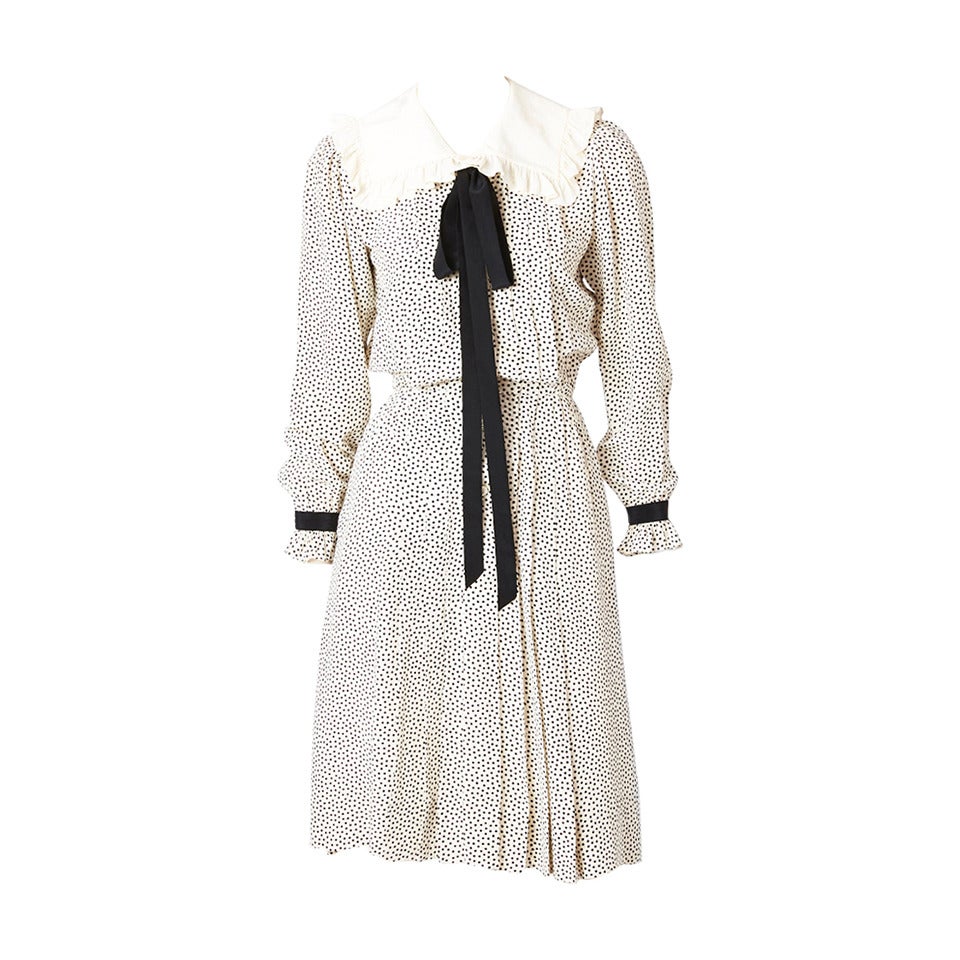 Yves Saint Laurent Polka Dot Silk Day Dress