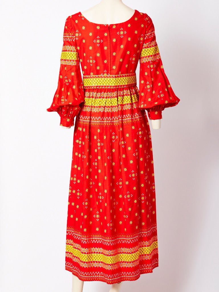 Oscar de la Renta Peasant Style Maxi Dress In Excellent Condition In New York, NY