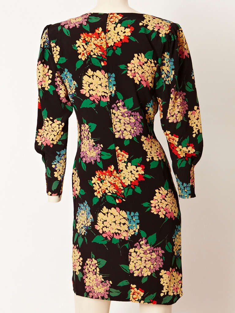 Ungaro Hydrandga Pattern Silk Dress In Excellent Condition In New York, NY