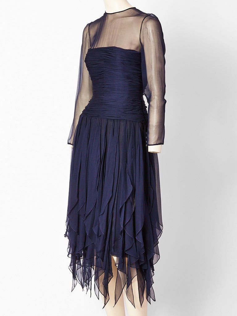 Don Simonelli Navy Chiffon Cocktail Dress