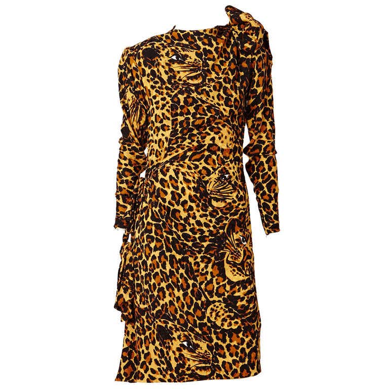 YSL Leopard Print Silk Dress at 1stDibs