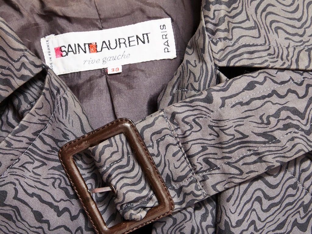 Yves Saint Laurent Patterned Belted Trench In Excellent Condition In New York, NY