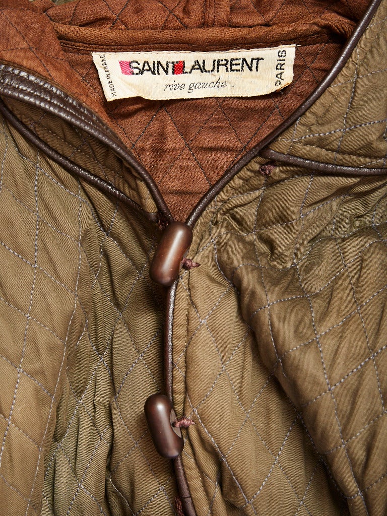 Brown Yves Saint Laurent Iconic Hooded Quilted Jacket
