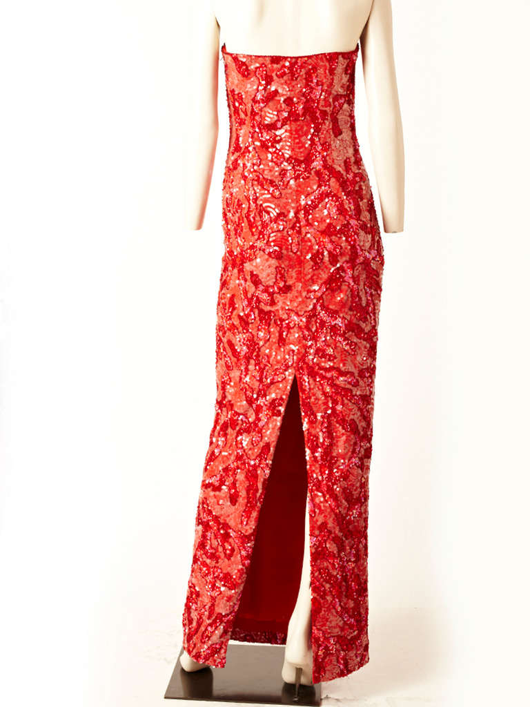 Halston Sequined Gown In Excellent Condition In New York, NY