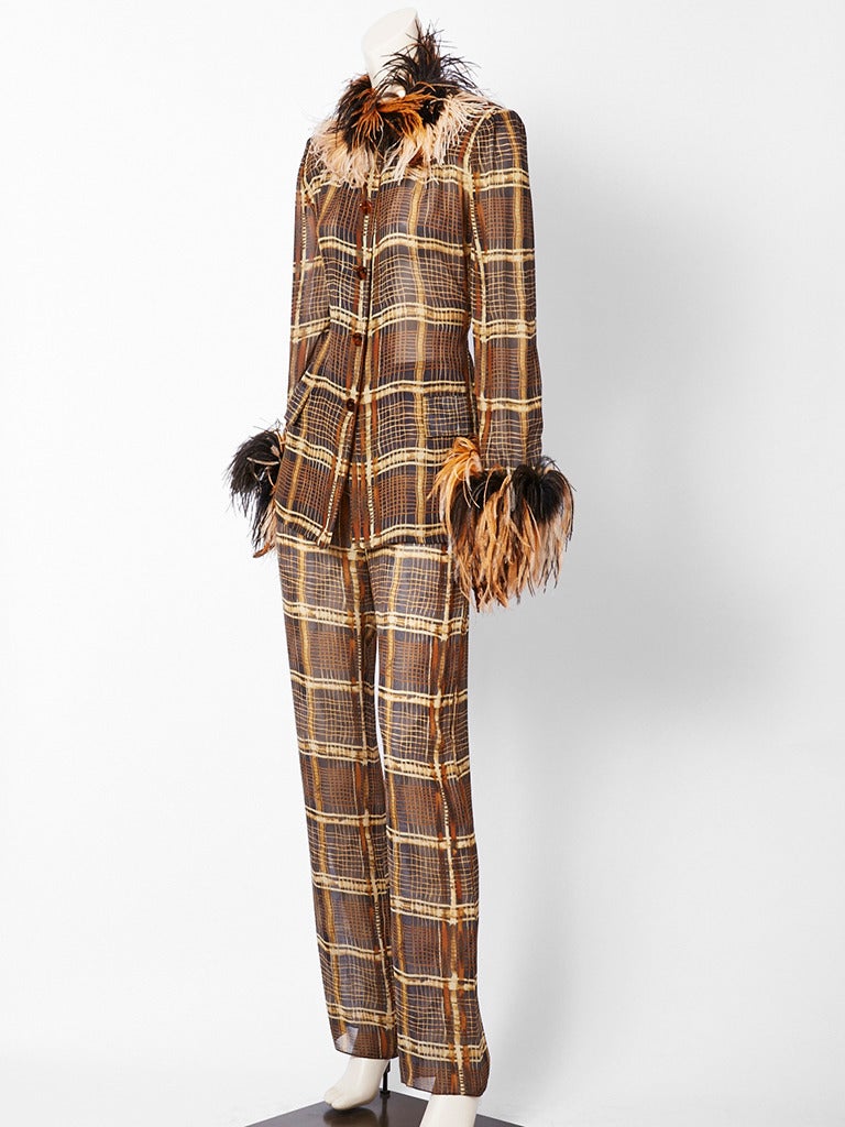 Bill Blass Feathered Pant Ensemble