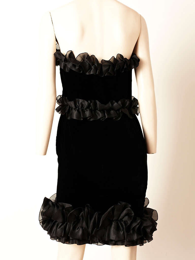 Black YSL Velvet Strapless Cocktail Dress