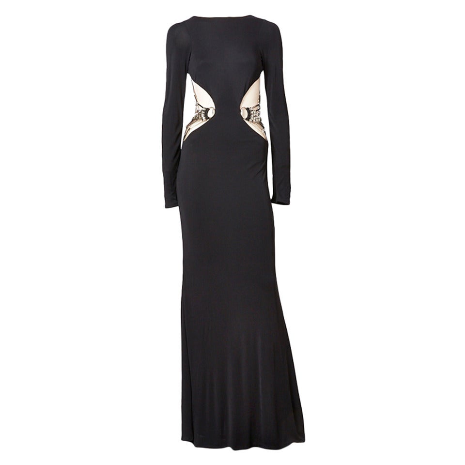 Gucci Jersey Cut Out Gown With Jeweled Embellishment
