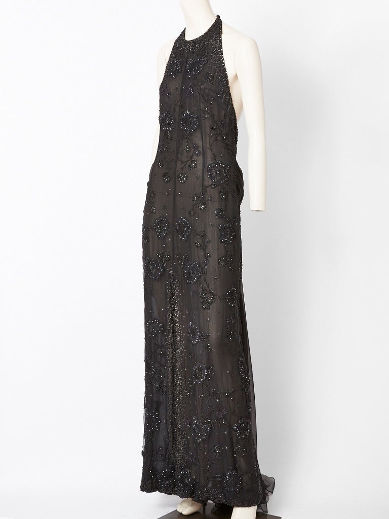 Valentino Beaded on Chiffon Halter Gown