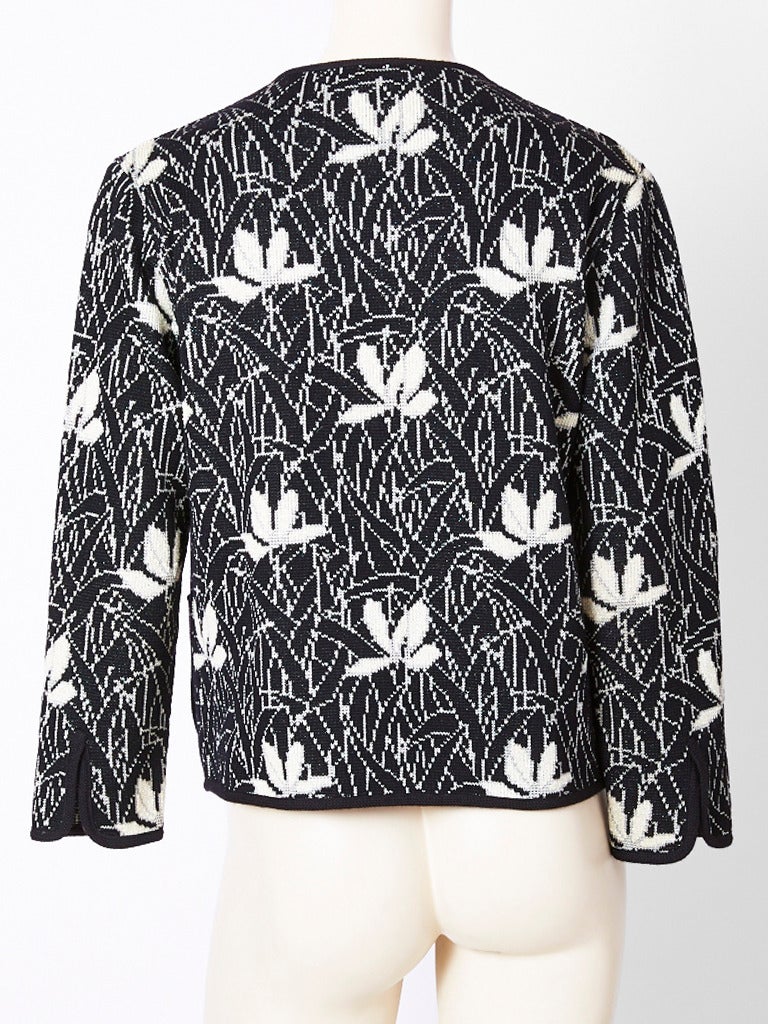Black Yves Saint Laurent Floral Knit Cardigan
