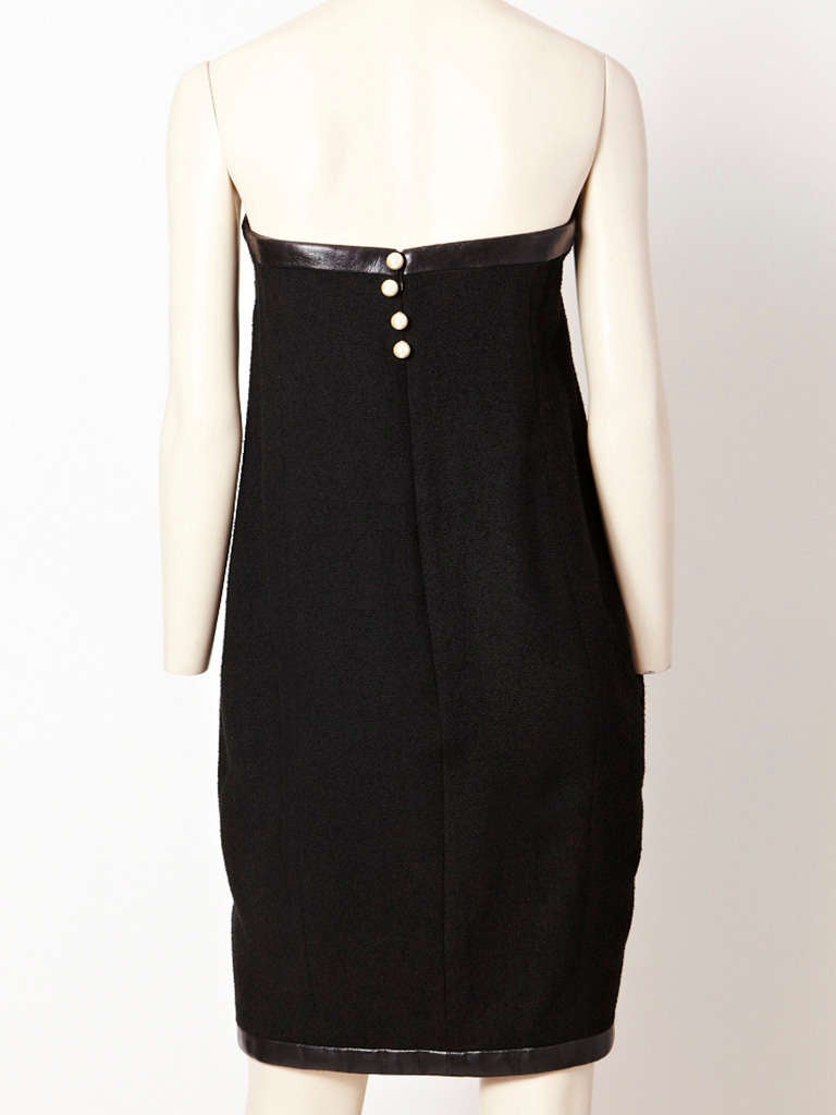 Black Chanel Strapless Dress With Leather Detail