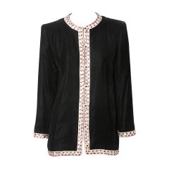 Vintage Yves Saint Laurent Velvet Evening Cardigan With Jeweled Buttons