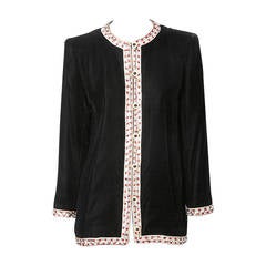 Yves Saint Laurent Velvet Evening Cardigan With Jeweled Buttons 8