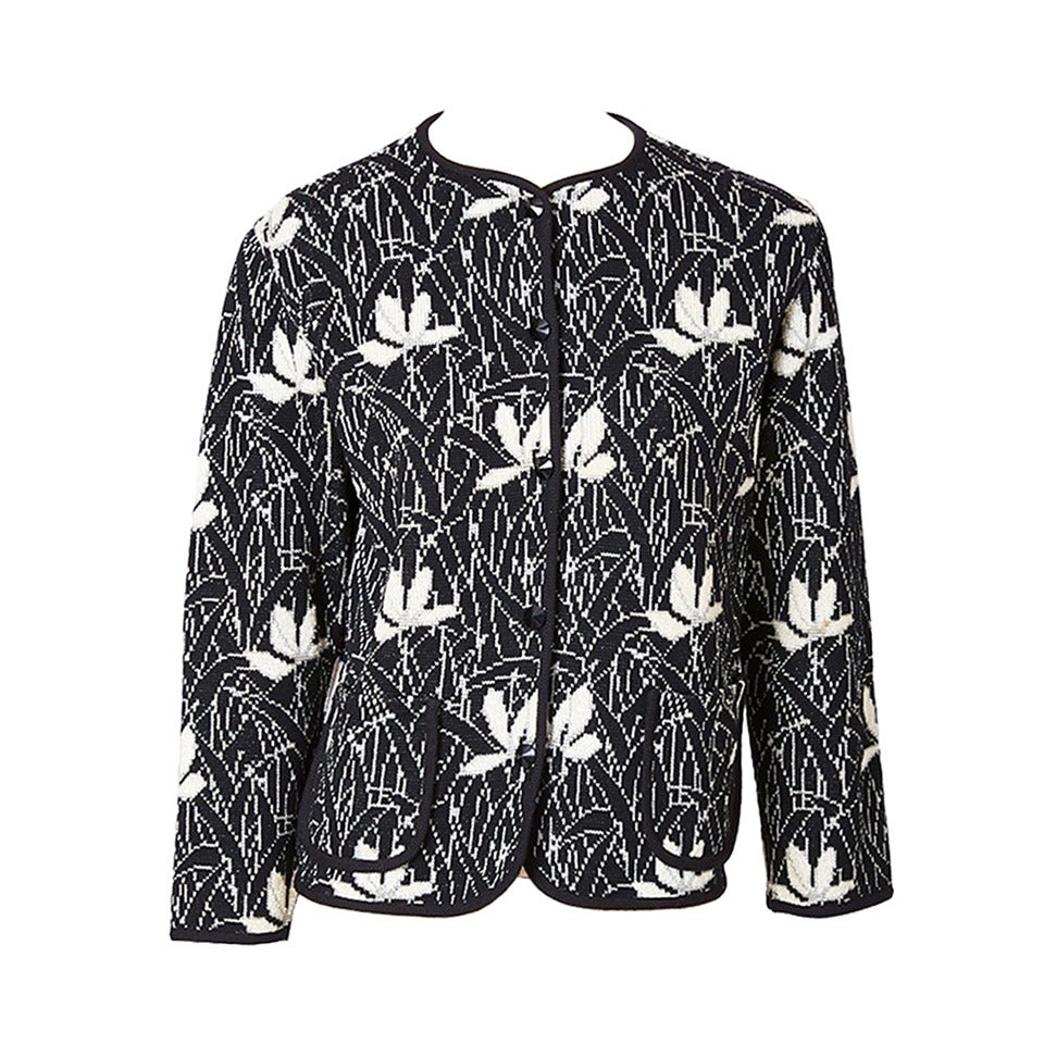 Yves Saint Laurent Floral Knit Cardigan For Sale at 1stdibs
