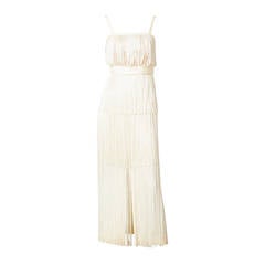 Alfred Bosand Ivory Fringed Gown