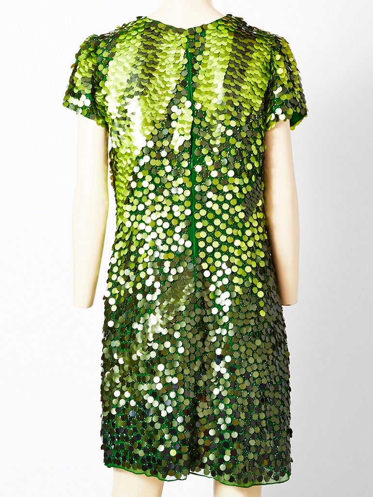 John Galliano  Vestido camisero de gasa con paiettes Verde en venta