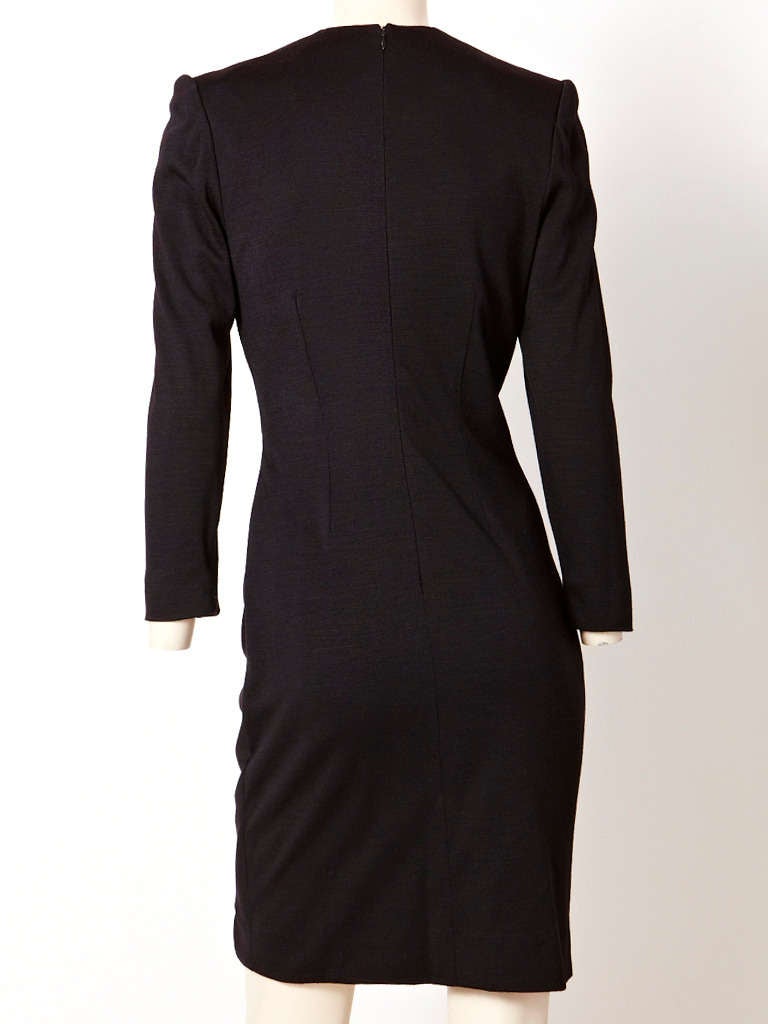 Black Jean Louis Scherrer Shirred Cocktail Dress