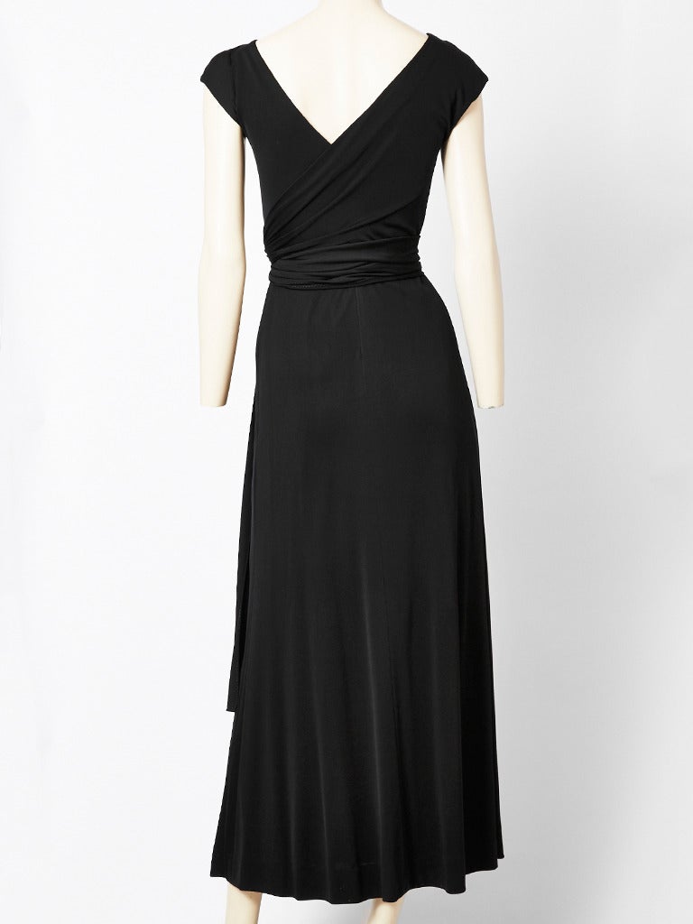 Black Mollie Parnis Bias Cut Jersey Dress