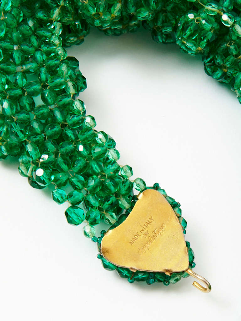 Coppola Toppo, green beaded glass necklace c. 1960's.