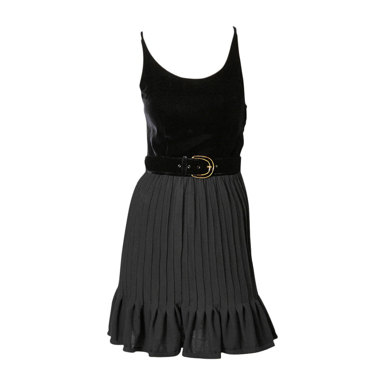 Valentino Velvet and Wool Crepe Belted Cocktail Dress