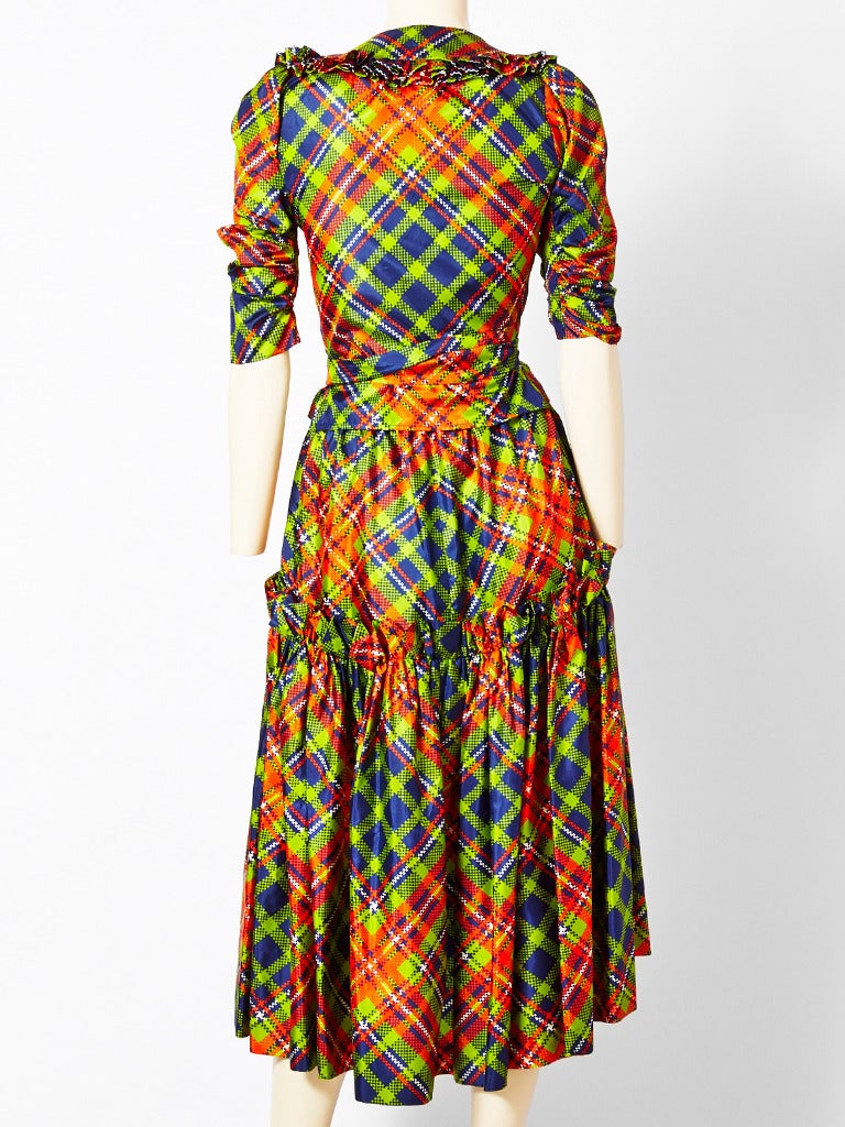 Yves Saint Laurent Silk Plaid Ensemble 1970's In Excellent Condition In New York, NY