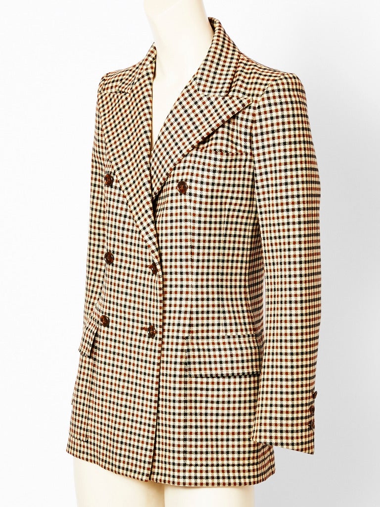 Yves Saint Laurent Double Breasted Blazer 1970's at 1stDibs