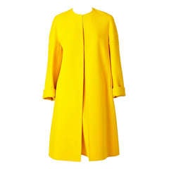 Vintage Valentino Chrome Yellow Coat and Skirt Ensemble