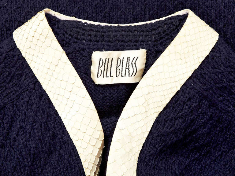 Women's Bill Blass Knit Cardigan with Python Trim
