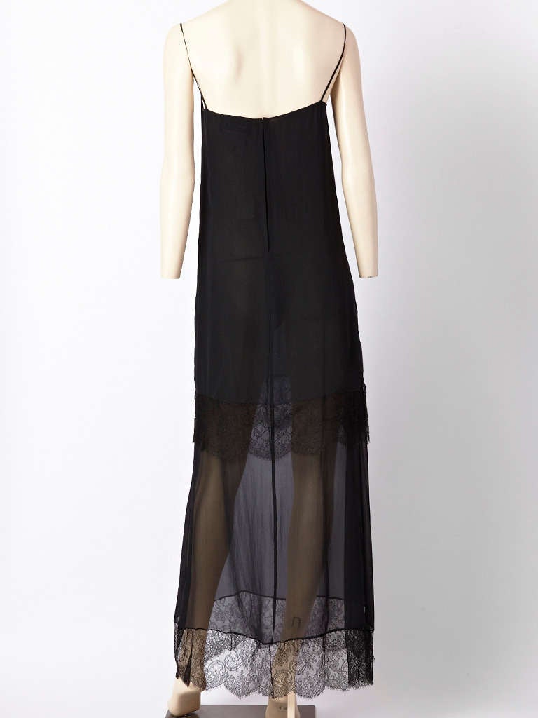 Women's Chanel Tiered lace and Chiffon Evening Dress and Shawl