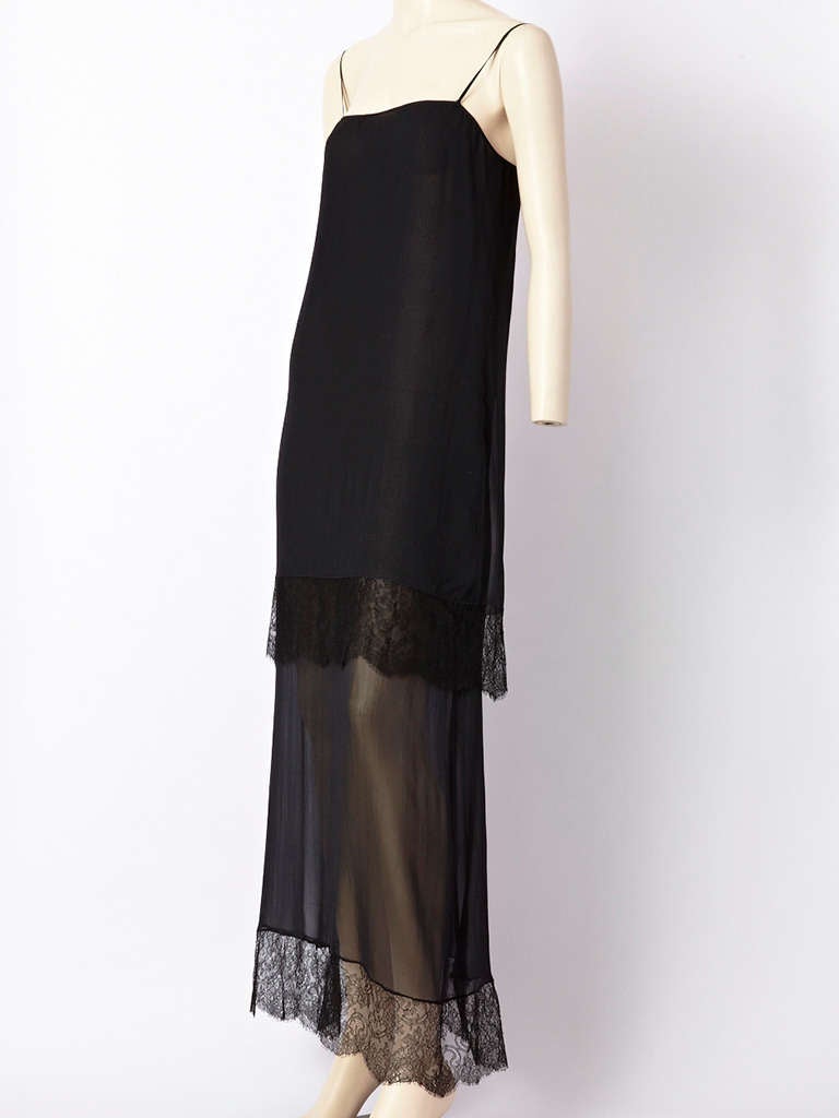 Chanel Tiered lace and Chiffon Evening Dress and Shawl In Excellent Condition In New York, NY
