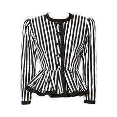 Yves Saint Laurent Stripe Jacket With Peplum