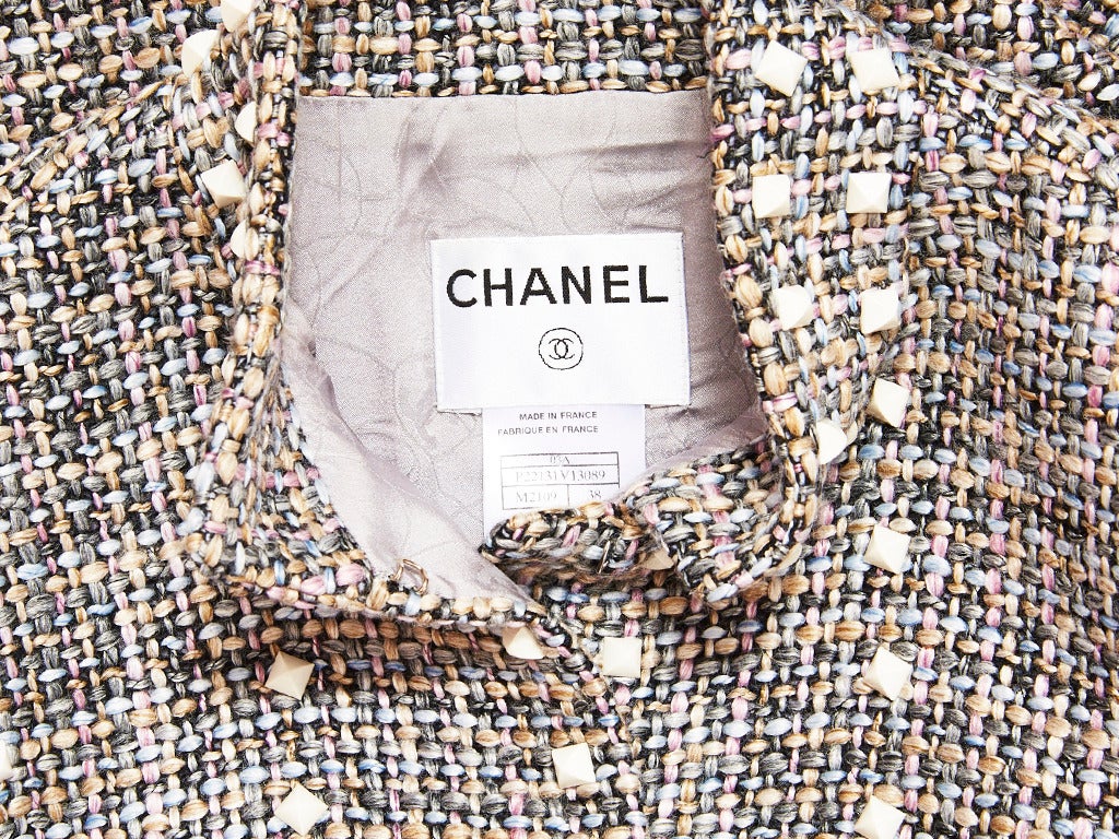 Chanel Tweed Jacket With Stud Detail at 1stDibs | chanel tweed cardigan ...