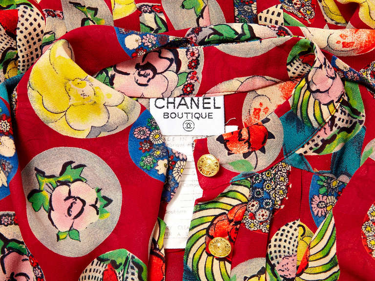 Women's Chanel Silk Chiffon Pleated Blouse