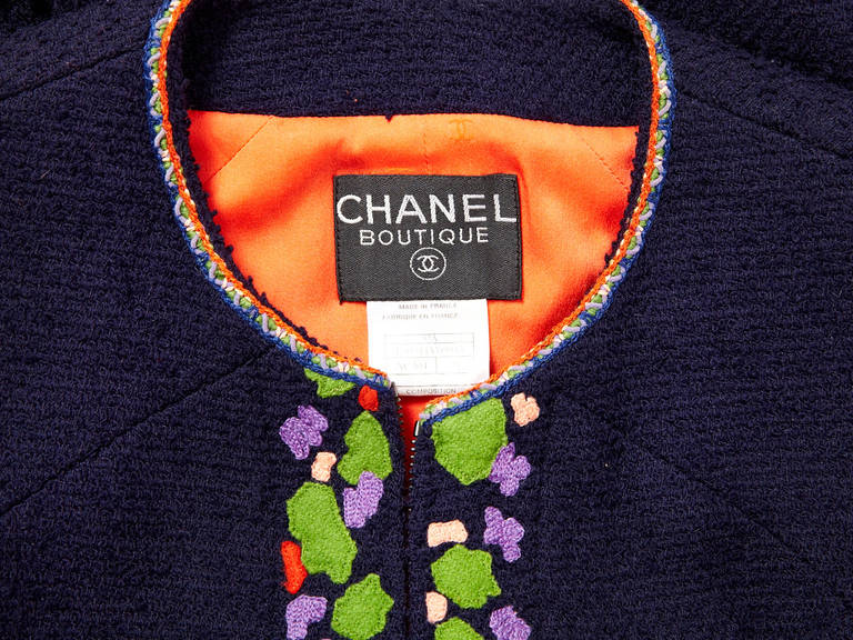 Chanel Wool Boucle With Appliqued Abstract Flowers In Excellent Condition In New York, NY