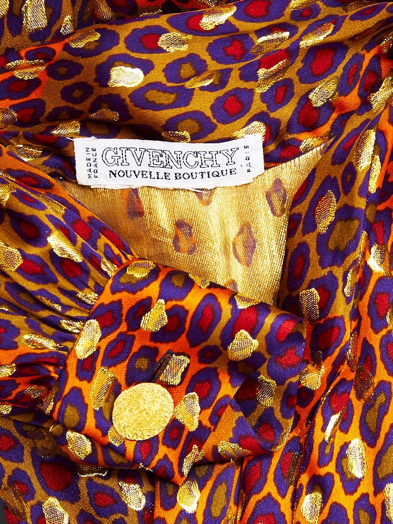 Givenchy Leopard Print and Gold Lame Blouse In Excellent Condition In New York, NY