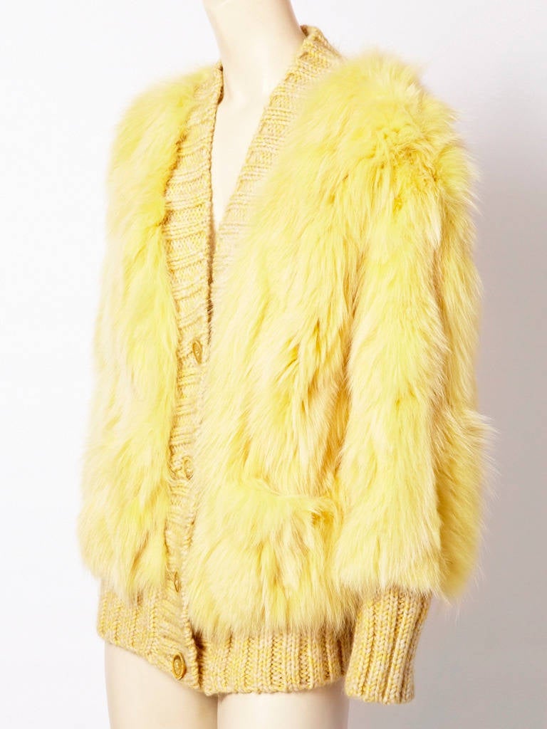 Missoni Dyed Siver Fox Saga Furs Cardigan