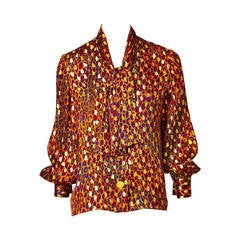 Givenchy Leopard Print and Gold Lame Blouse