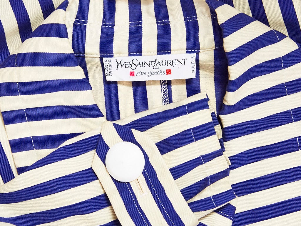 Women's Yves Saint Laurent Stripe 3/4 Sleeve Jacket