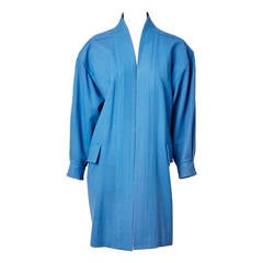 Vintage Yves Saint Laurent French Blue Wool Coat