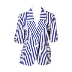 Yves Saint Laurent Stripe 3/4 Sleeve Jacket